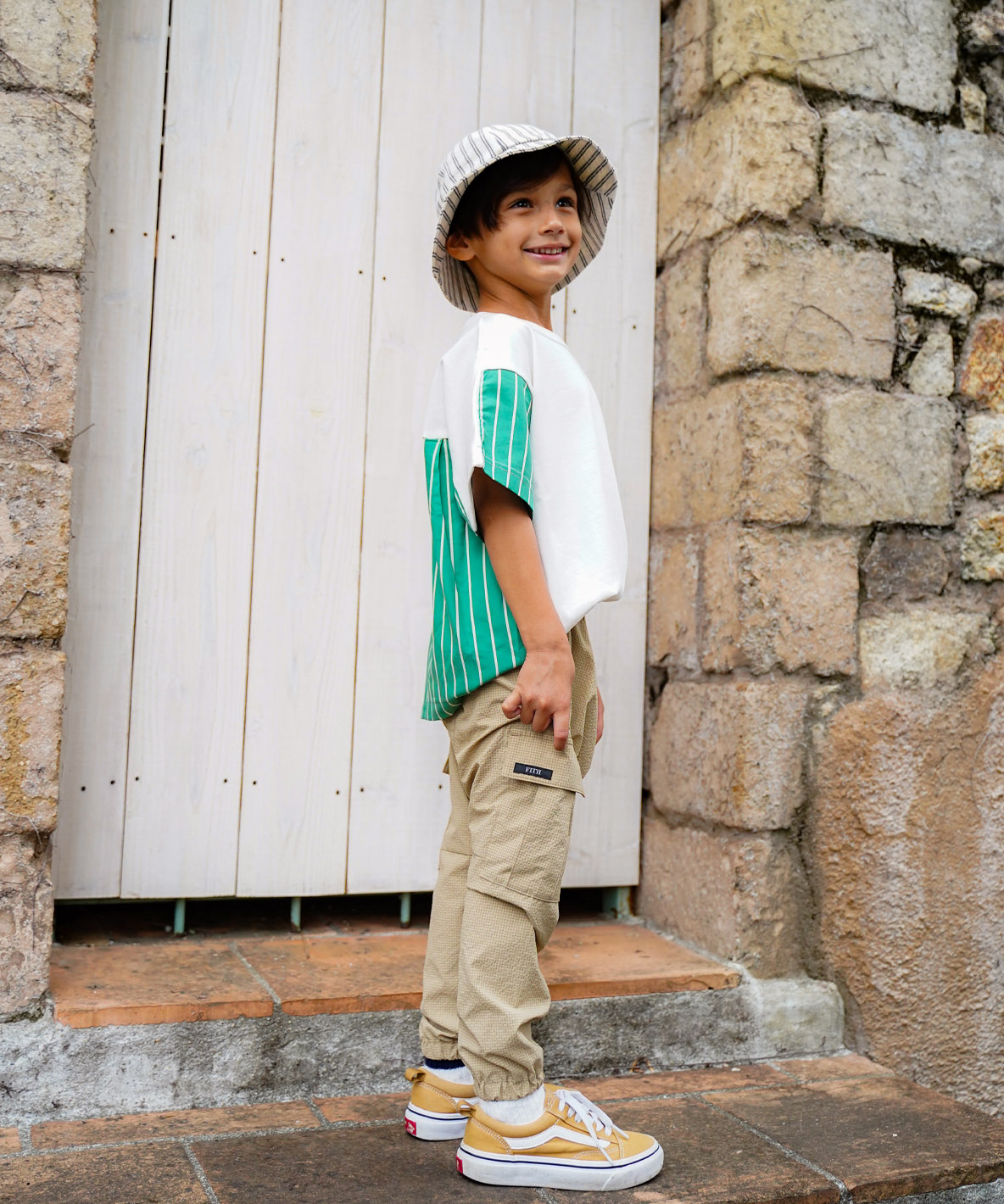 FITH フィス FITH Smooth Cotton Jersey and Stripe ホワイト 140cm FITH フィス FITH Smooth Cotton Jersey and Stripe ホワイト 140cm