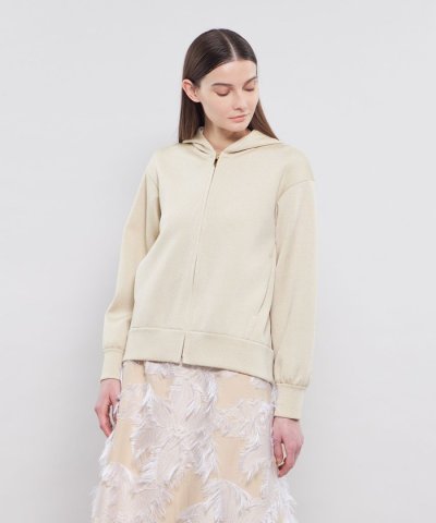 メタルライクヤーンニット ジップアップフーディー