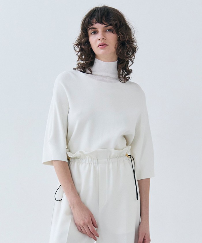 BEIGE 【洗える】LAURA / 半袖タートルニットトップス ECRU 4 BEIGE 【洗える】LAURA / 半袖タートルニットトップス ECRU 4