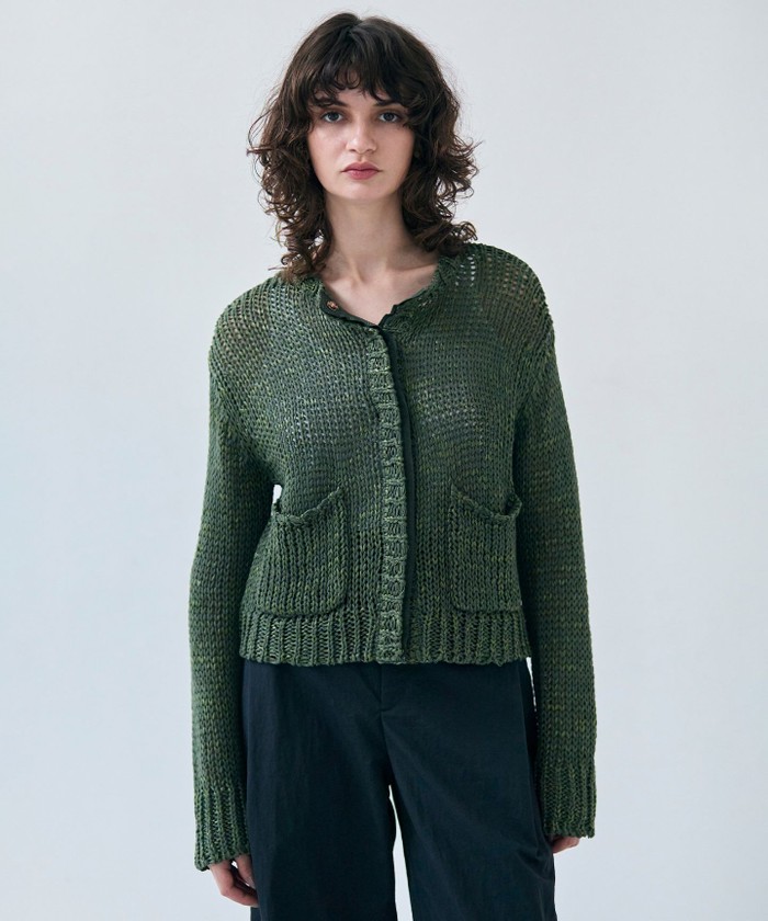 BEIGE 【洗える】THYME / クルーネックコットンメッシュカーディガン OLIVE 4 BEIGE 【洗える】THYME / クルーネックコットンメッシュカーディガン OLIVE 4