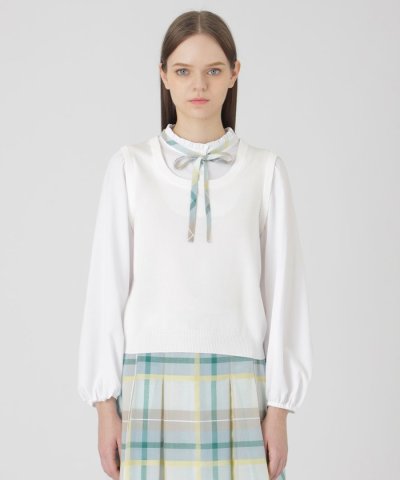 ニットベストレイヤードブラウス