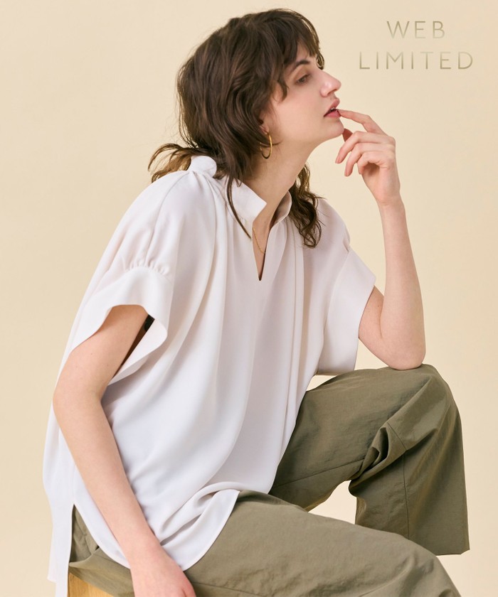 BEIGE 【WEB限定・洗える】CELOSIA / スキッパーブラウス OFFWHITE 4