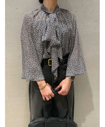 【WEB限定】2WAY花柄シアーボウタイブラウス【ウォッシャブル】