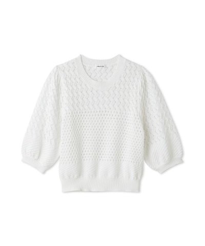 クロシェパネルパフスリーブニット