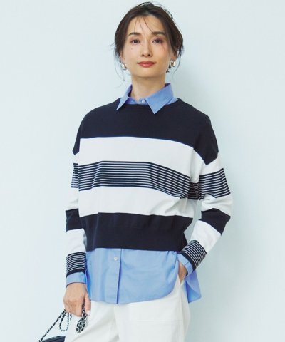 【洗える】コットンポリエステルストレッチ ショート ニット