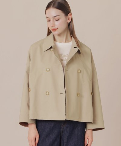 【FYVIE/フィビー】バイカラータフタダブルブレストコート