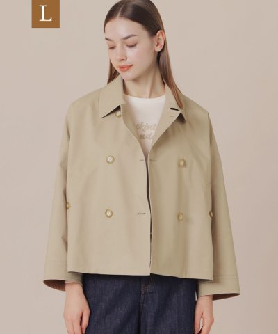 【L】【FYVIE/フィビー】バイカラータフタダブルブレストコート