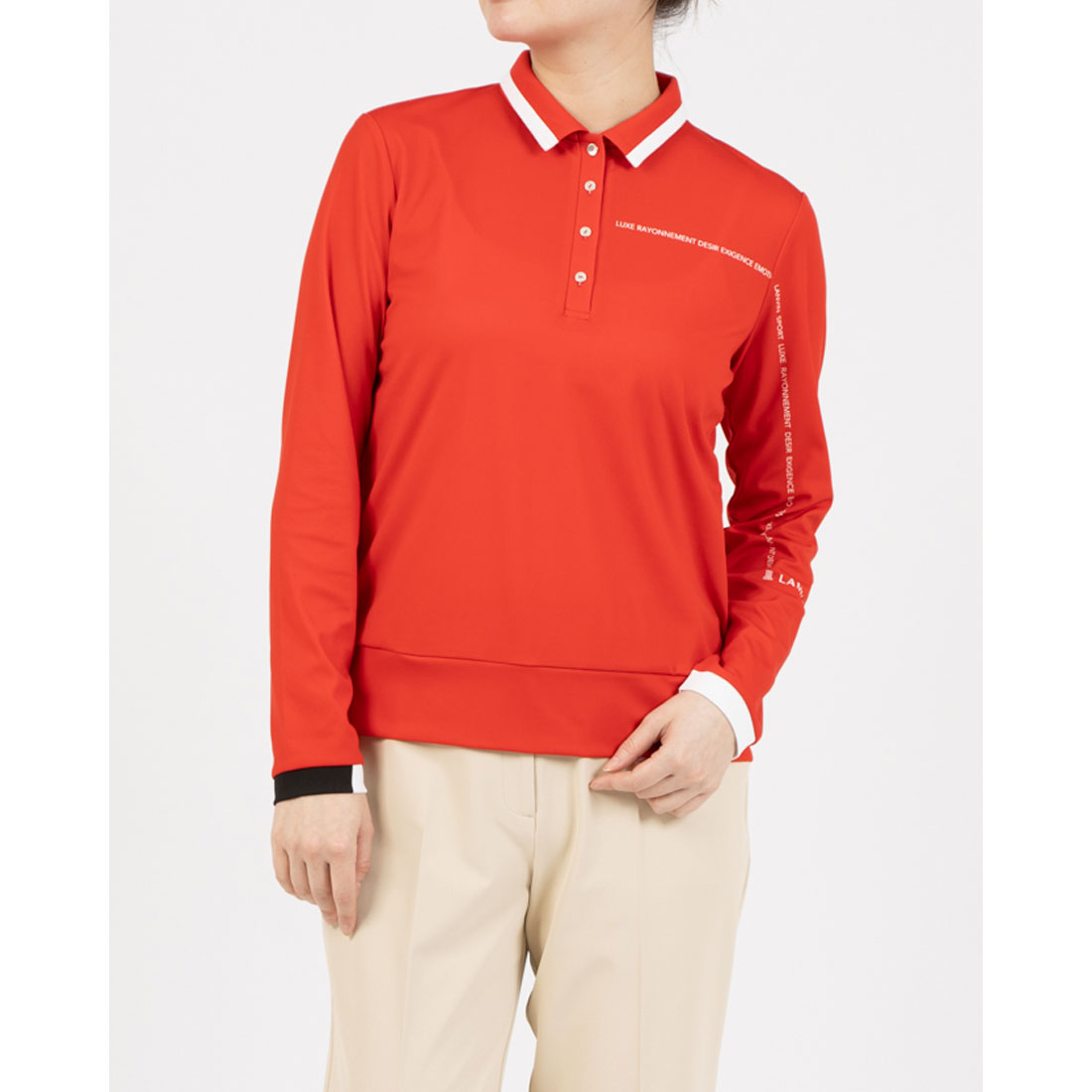 LANVINSPORT 共衿長袖シャツ【Sunscreen NIR/吸汗/ストレッチ】 レッド 38