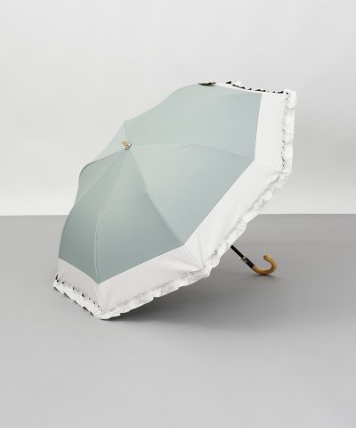 バイカラーフリル晴雨兼用パラソル（２段折り・トップフラット）
