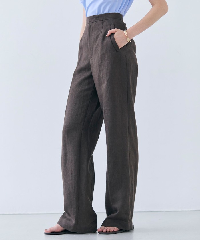 BEIGE 【GISELe 6月号掲載】CRINUM / ストレートリネンパンツ DARKBROWN 2 BEIGE 【GISELe 6月号掲載】CRINUM / ストレートリネンパンツ DARKBROWN 2