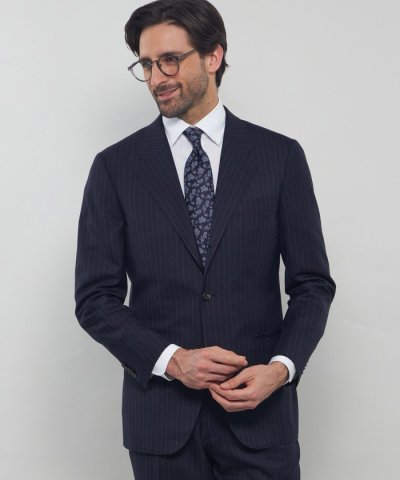 ウールシルク チョークストライプスーツ