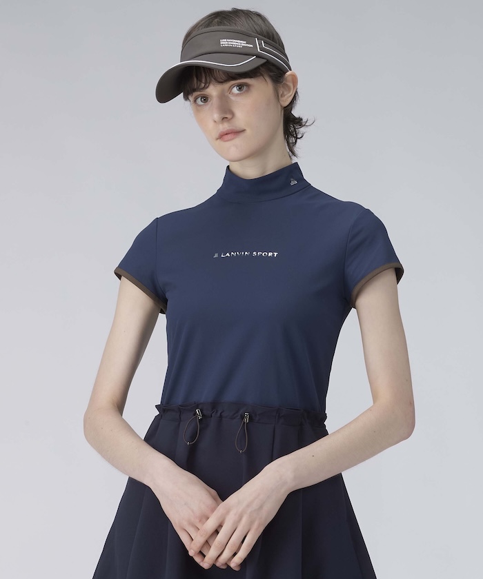 LANVINSPORT モックネック半袖ワンピース【UV】 ネイビー 38 LANVINSPORT モックネック半袖ワンピース【UV】 ネイビー 38