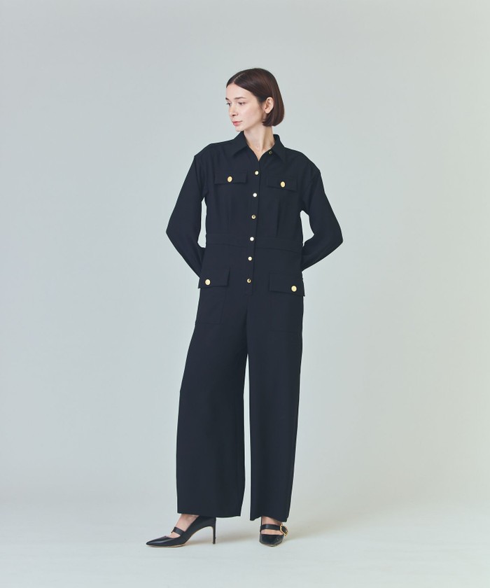 GRACECONTINENTAL バックサテンオールインワン ブラック 36