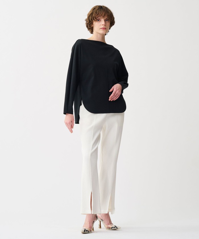 UNCRAVE 【洗濯機洗い可】プリーツリブ スリットパンツ オフ 2 UNCRAVE 【洗濯機洗い可】プリーツリブ スリットパンツ オフ 2