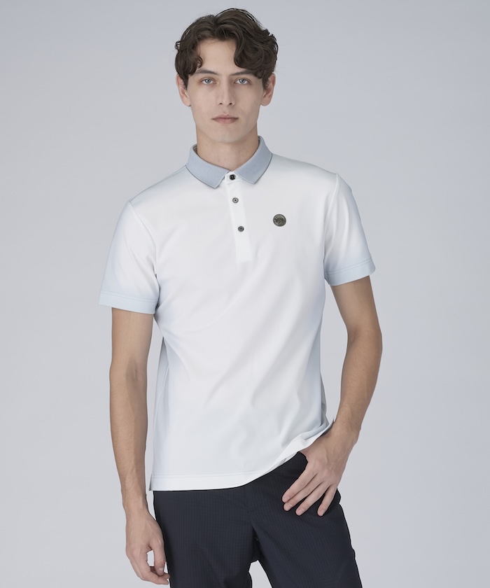 LANVINSPORT グラデーションプリント半袖ポロシャツ【Sunscreen NIR】 グレー 40