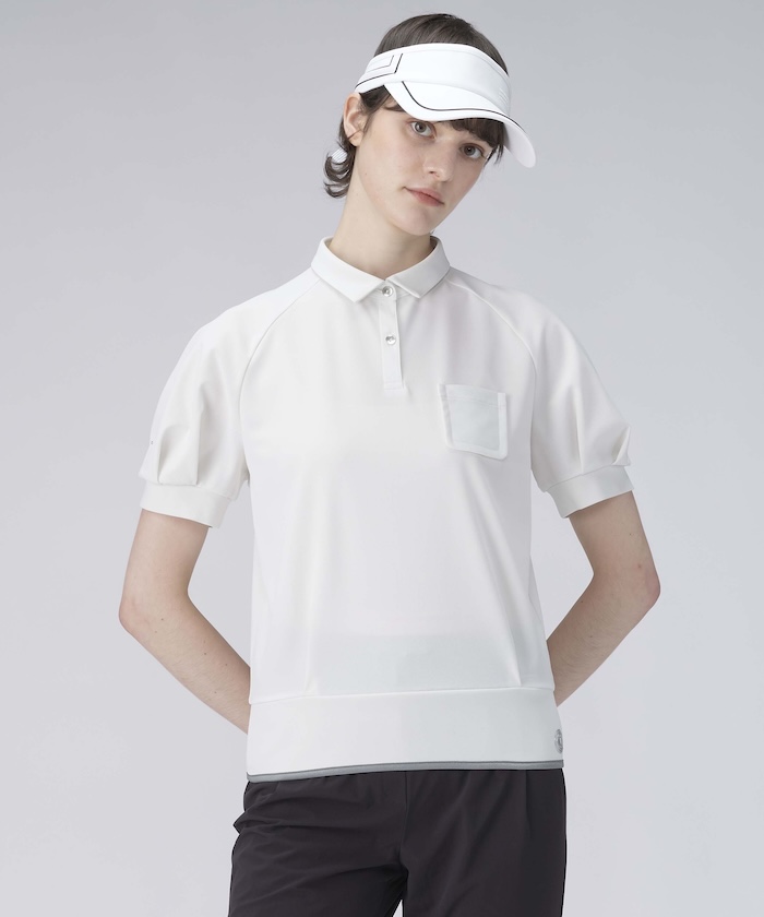 LANVINSPORT ボリュームスリーブ半袖シャツ【Sunscreen NIR/吸汗】 ホワイト 40