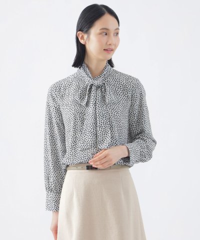 【新色追加】【ウォッシャブル】ジオメトリックプリントブラウス