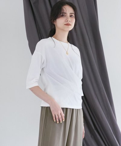 【SLOW/一部店舗限定】MVSコットン カシュクール 5分丈 Tシャツ