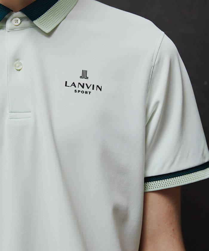 LANVINSPORT メッシュリブ衿半袖ポロシャツ【Sunscreen NIR】 グリーン 44 LANVINSPORT メッシュリブ衿半袖ポロシャツ【Sunscreen NIR】 グリーン 44