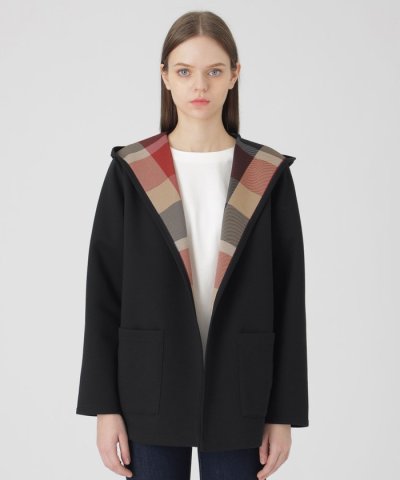 クレストブリッジチェックリバーシブルダンボールミディ丈コーディガン