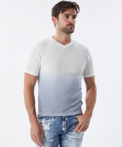 【PRIMA　COLLECTION】Vネックショートスリーブグラデーションニット