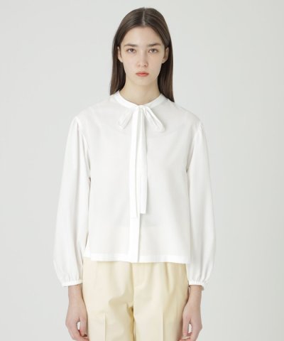 コットンライクナチュラルローンボウブラウス