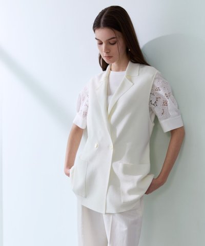 ツイルライクニットジレ