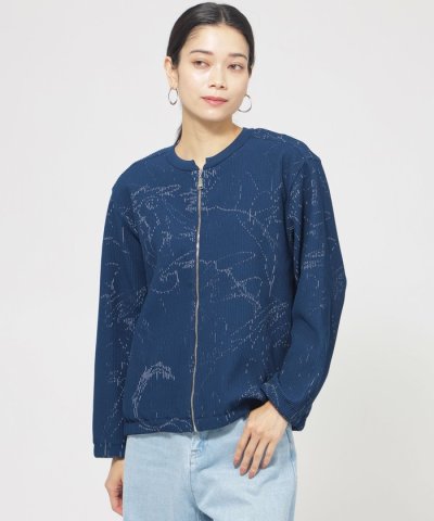 【ウォッシャブル】ドローイングタックニットブルゾン