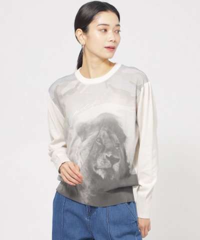 【ウォッシャブル】ライオンプリントニットプルオーバー