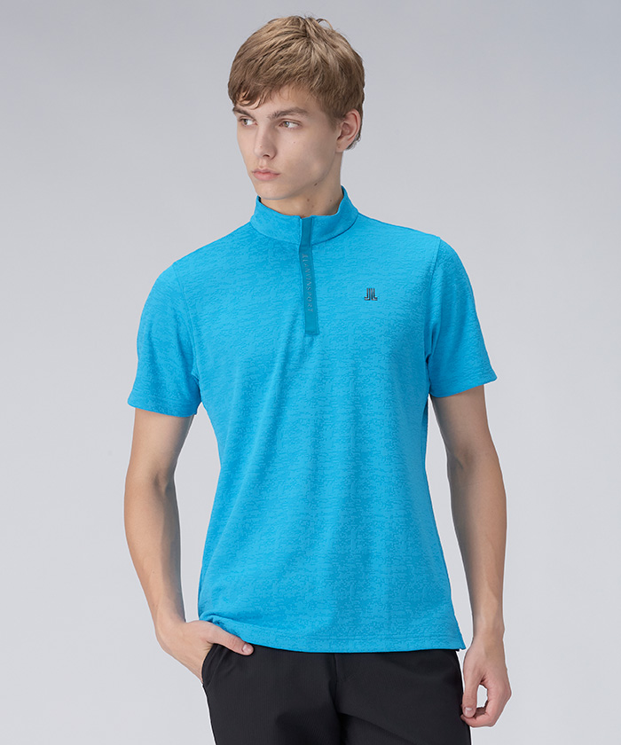 LANVINSPORT デジタルカモフラージュ柄半袖シャツ【吸汗/UV】 ブルー 42 LANVINSPORT デジタルカモフラージュ柄半袖シャツ【吸汗/UV】 ブルー 42