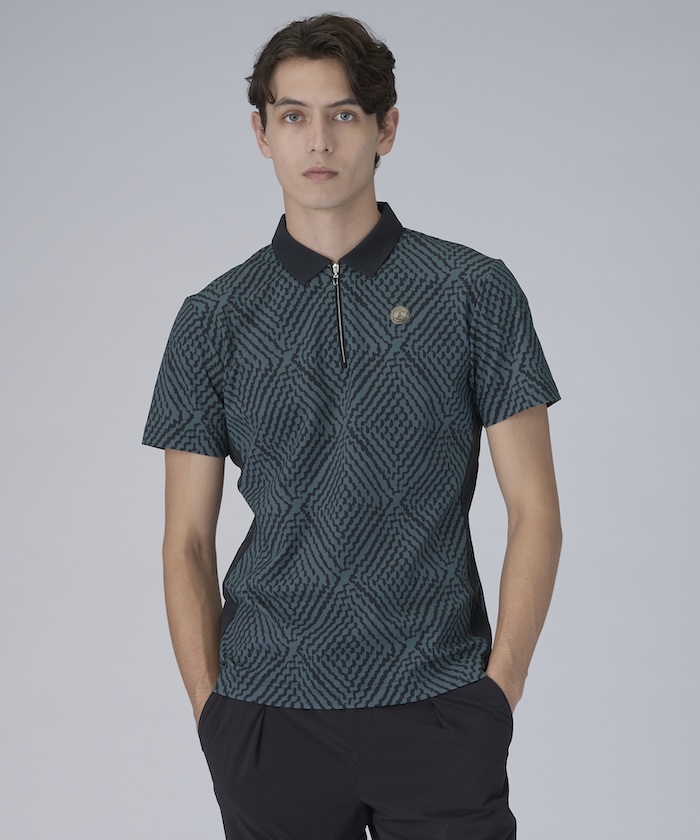 ランバン スポール LANVIN SPORT 総柄ジャカート半袖ポロシャツ