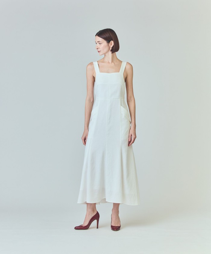 GRACECONTINENTAL リネンタッチロングドレス ホワイト 36 GRACECONTINENTAL リネンタッチロングドレス ホワイト 36
