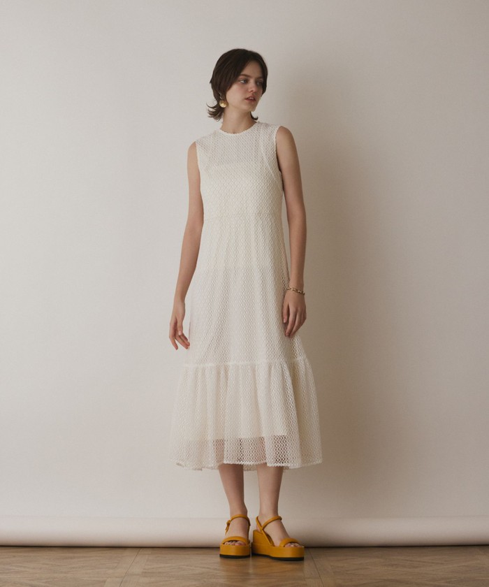 GRACECONTINENTAL メッシュロングワンピース ホワイト 36 GRACECONTINENTAL メッシュロングワンピース ホワイト 36