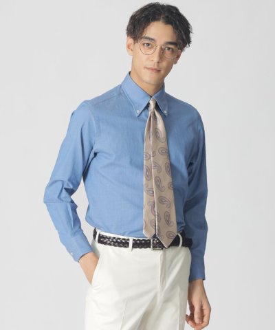 シャンブレーデニム調ドレスシャツ（反応染）