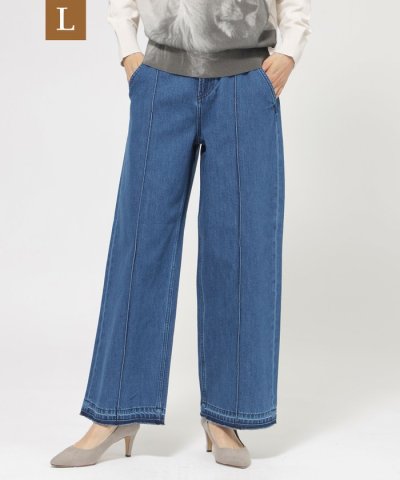 【L】【ウォッシャブル】ライトオンスストレートフレアデニム