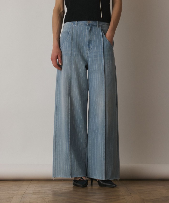 GRACECONTINENTAL ヒッコリーデニムワイドパンツ サックス 38 GRACECONTINENTAL ヒッコリーデニムワイドパンツ サックス 38