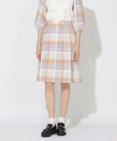クレストブリッジチェックシャドードビープリーツスカート