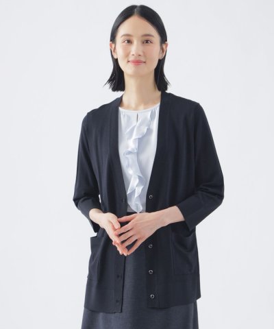 【ウォッシャブル】ヴィスコースストレッチVネックカーディガン