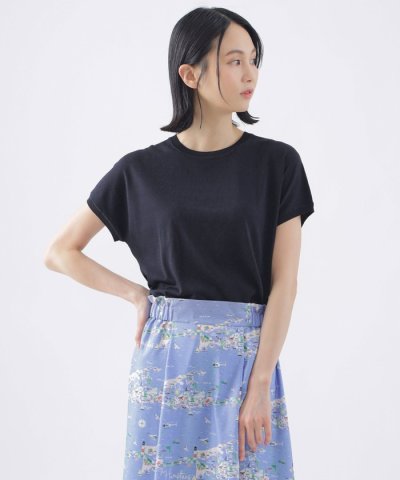 【ウォッシャブル】ヴィスコースストレッチフレンチスリーブニット