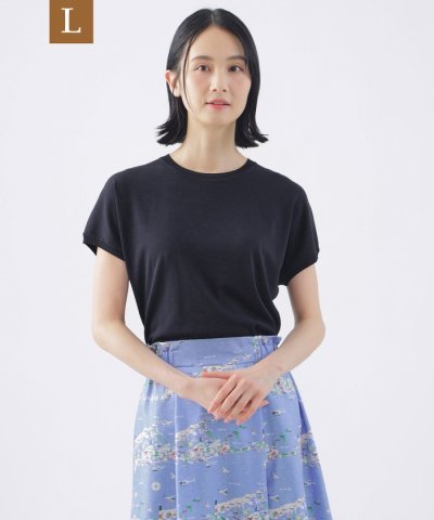 【L】【ウォッシャブル】ヴィスコースストレッチフレンチスリーブニット