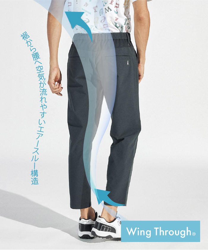 Munsingwear(ings) ウィングスルー ウエストイージー9分丈パンツ ブラック 84-88 Munsingwear(ings) ウィングスルー ウエストイージー9分丈パンツ ブラック 84-88