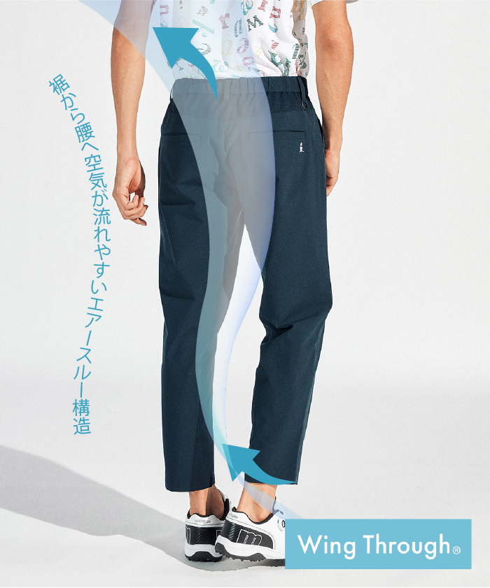 Munsingwear(ings) ウィングスルー ウエストイージー9分丈パンツ ネイビー 79-83 Munsingwear(ings) ウィングスルー ウエストイージー9分丈パンツ ネイビー 79-83