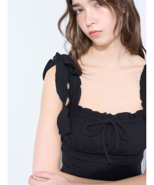 Lily brown ショルダーリボンスウィムウェア　ブルー Lily brown ショルダーリボンスウィムウェア ブルー LILY BROWN