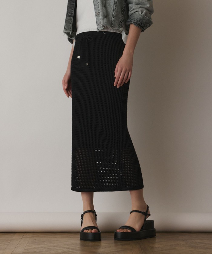 GRACECONTINENTAL メッシュタイトニットスカート ブラック 36