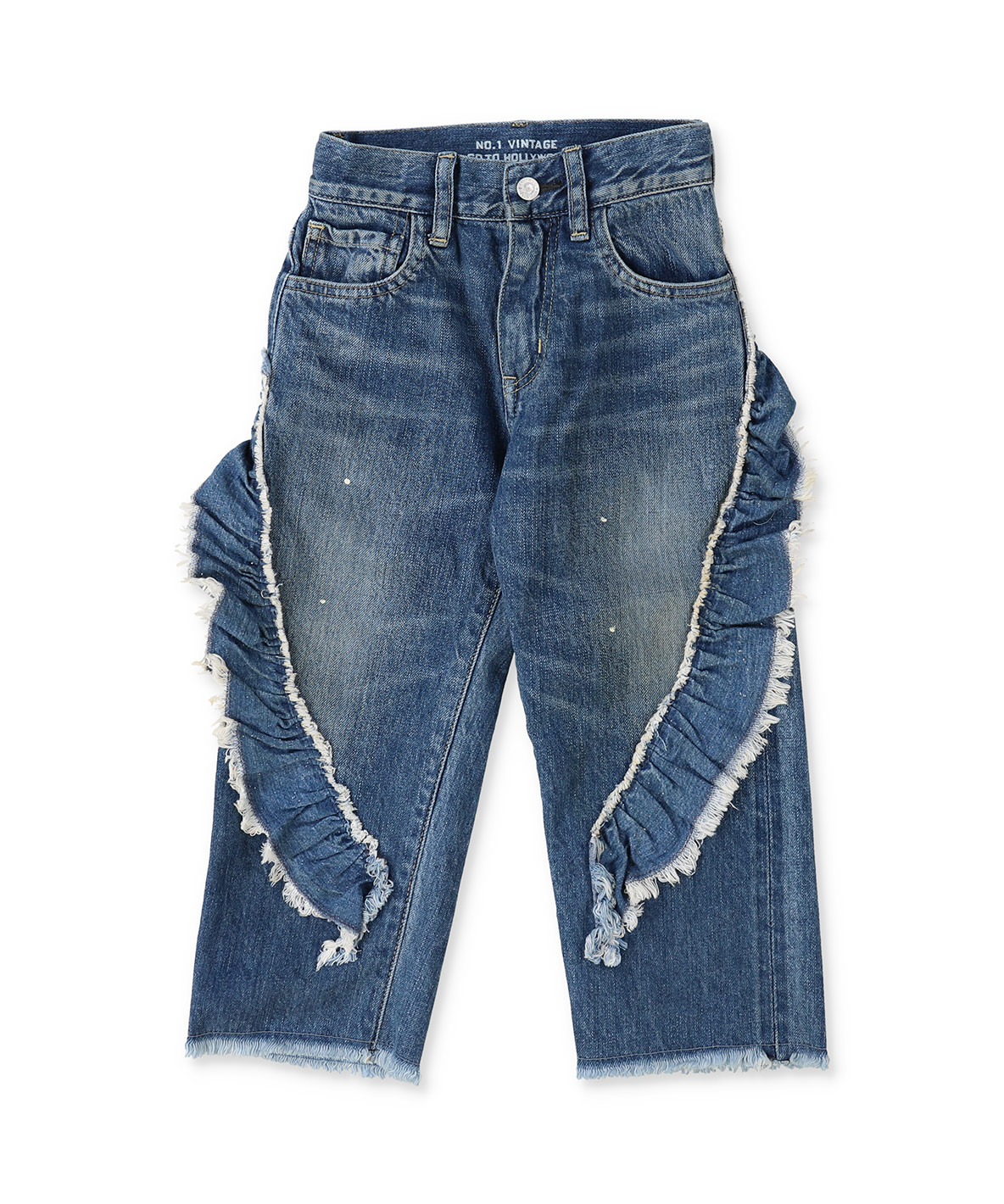 GOTOHOLLYWOOD ゴートゥーハリウッド GO TO HOLLYWOOD Denim Ruffled ブルー 0(Ladies-S)/M GOTOHOLLYWOOD ゴートゥーハリウッド GO TO HOLLYWOOD Denim Ruffled ブルー 0(Ladies-S)/M