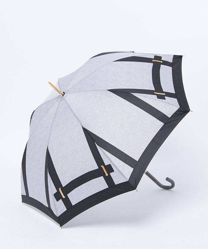 【印象的】FURLAフルラ 折りたたみ傘 カメリア 白黒 折りたたみ雨傘】フルラ (FURLA) カメリア UV（折りたたみ傘