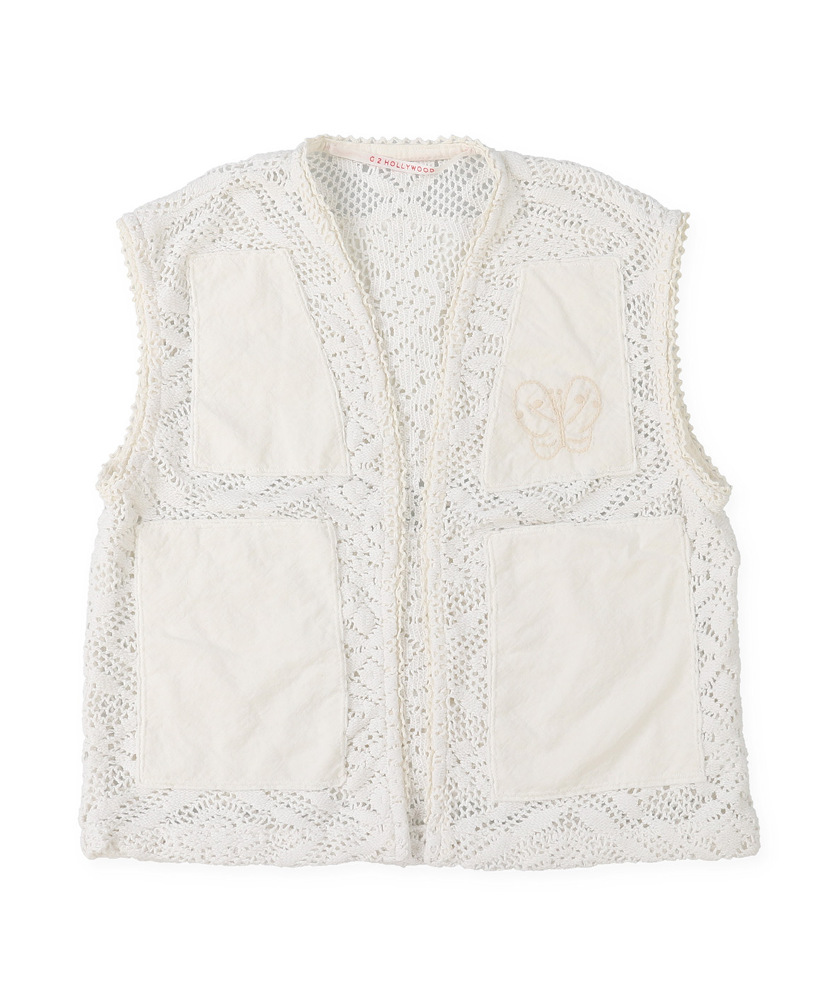 GOTOHOLLYWOOD ゴートゥーハリウッド GO TO HOLLYWOOD Knit Lace Emb ホワイト 140 GOTOHOLLYWOOD ゴートゥーハリウッド GO TO HOLLYWOOD Knit Lace Emb ホワイト 140