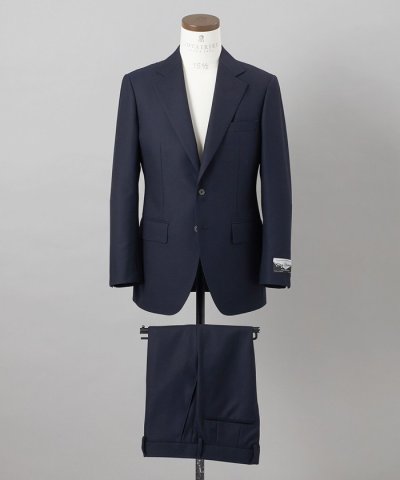 【御幸毛織】ドライスピナーツイルストレッチスーツ_ネイビーストライプ