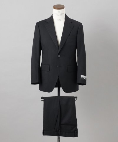 【御幸毛織】ドライスピナーツイルストレッチスーツ_ブラックストライプ
