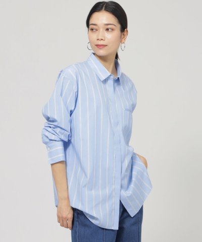 【ウォッシャブル】ラメストライプシャツ